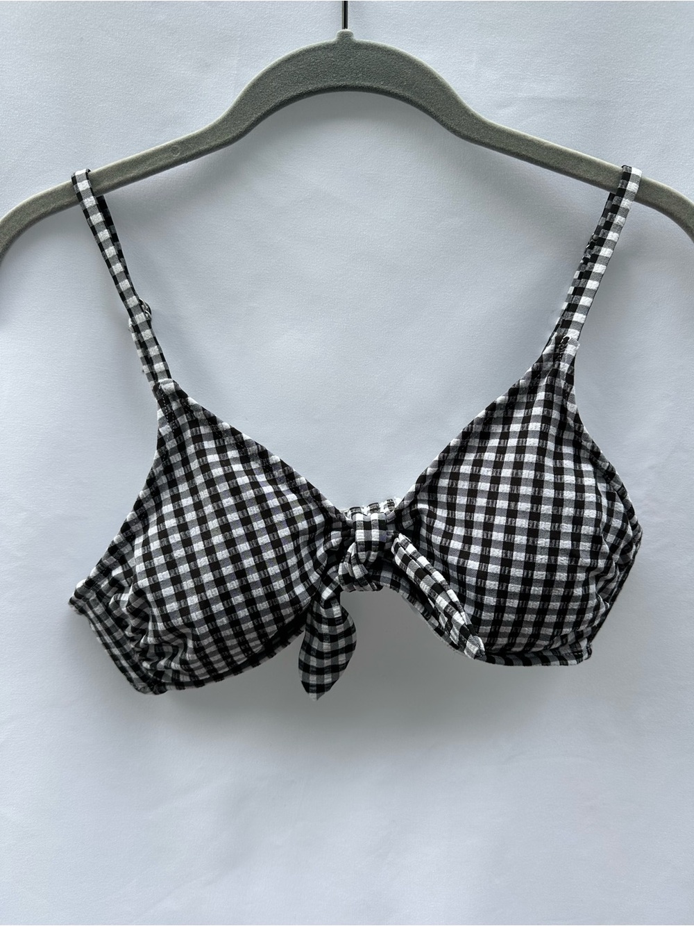 Xhilaration Black & White Gingham Tie-Front Bikini Too